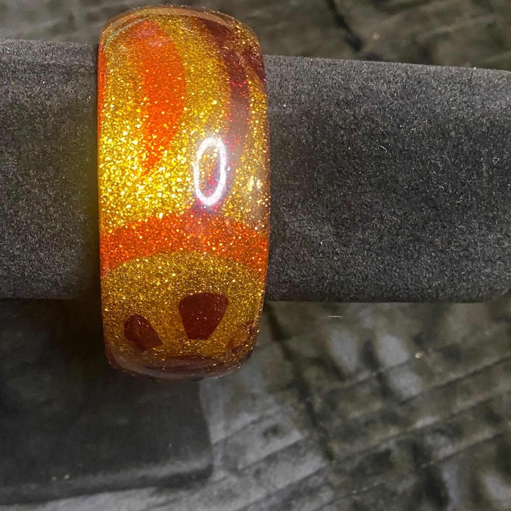 Vibrant Gold and Red Bangle Bracelet